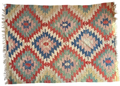 Lot 593 - 20TH CENTURY TURKISH KILIM OUSHAK HAND WOVEN FLOOR CARPET RUG