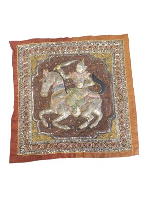 Lot 462 - 20TH CENTURY VINTAGE BURMESE KALAGA EMBROIDERED TAPESTRY