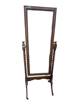 Lot 1002 - ARTS & CRAFTS 1920S OAK BARLEY TWIST CHEVAL MIRROR