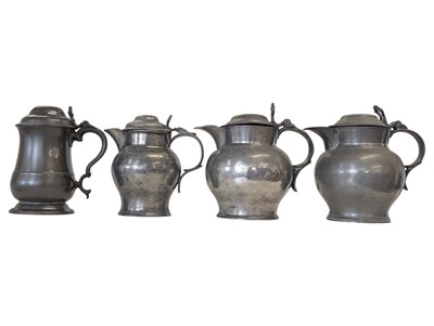 Lot 469 - COLLECTION OF 18TH CENTURY & LATER PEWTER WATER JUGS & TANKARD