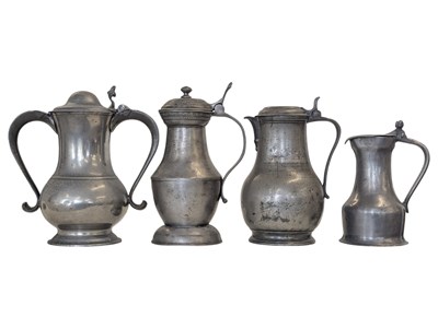 Lot 475 - COLLECTION OF MID 18TH CENTURY & LATER METAL PEWTER JUGS / TANKARDS