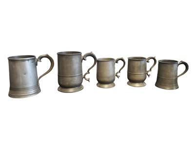 Lot 476 - COLLECTION OF 18TH & 19TH CENTURY PEWTER TANKARDS