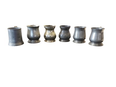 Lot 477 - COLLECTION OF PEWTER HALF PINT TANKARDS