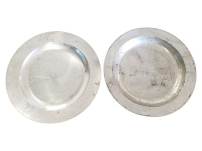 Lot 248 - TWO 18TH CENTURY PEWTER CHARGERS