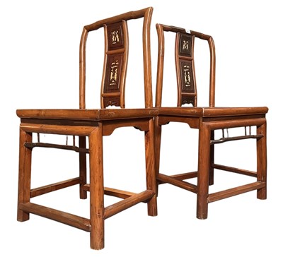 Lot 646 - PAIR OF CHINESE MING STYLE CARVED HARDWOOD CEREMONIAL CHAIRS