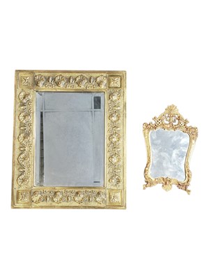 Lot 154 - TWO VINTAGE 20TH CENTURY BRASS FRAMED MIRRORS