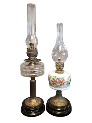 Lot 244 - TWO 19TH CENTURY VICTORIAN OIL LAMPS