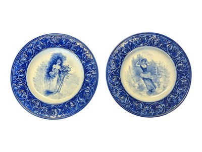 Lot 65 - PAIR OF VICTORIAN 19TH CENTURY BLUE & WHITE CHARGER PLATES