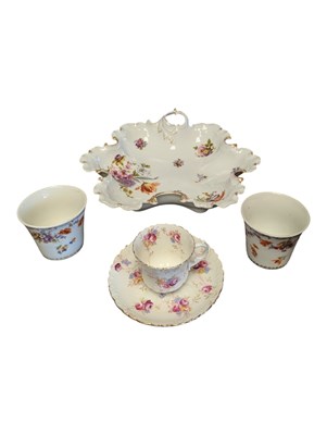 Lot 60 - COLLECTION OF CONTINENTAL PORCELAIN CHINA CUPS, SAUCERS, & TRAY