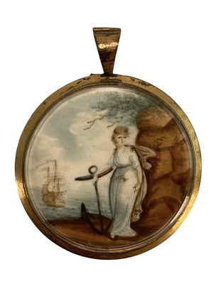 Lot 136 - 18TH CENTURY WATERCOLOUR ON IVORY MINIATURE OF LADY IN MOURNING BY ANCHOR
