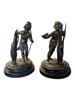 Lot 257 - PAIR OF 19TH CENTURY SPELTER PUTTI FIGURES