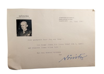 Lot 280 - WWII INTEREST - GERMAN GRAND ADMIRAL DONITZ (D.1980) - SIGNED LETTER