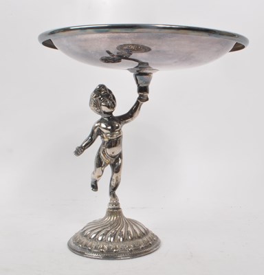Lot 231 - 20TH CENTURY SILVER PLATED PUTTI TAZZA