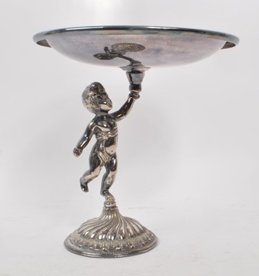 Lot 231 - 20TH CENTURY SILVER PLATED PUTTI TAZZA