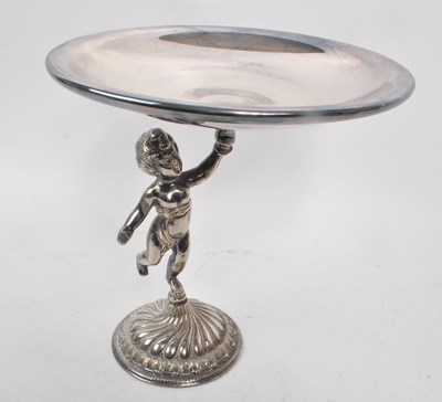 Lot 231 - 20TH CENTURY SILVER PLATED PUTTI TAZZA