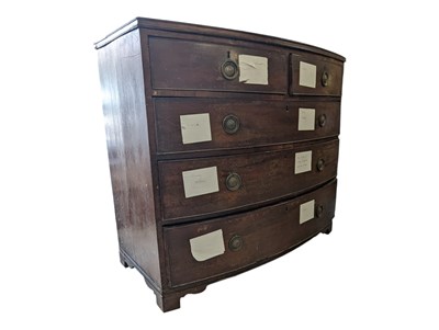 Lot 984 - 19TH CENTURY GEORGE III MAHOGANY BOW FRONT CHEST OF DRAWERS