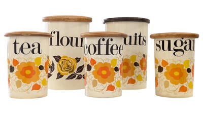 Lot 56 - CROWN DEVON - MID CENTURY RETRO KITCHEN STORAGE JARS