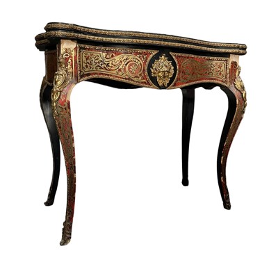 Lot 298 - FRENCH 19TH CENTURY BOULLE WORK SERPENTINE CARD GAMES TABLE