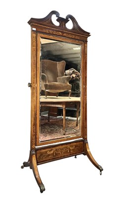 Lot 615 - IMPRESSIVE EARLY 20TH CENTURY EDWARDIAN INLAID CHEVAL DRESSING MIRROR
