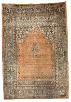 Lot 609 - EARLY 20TH CENTURY TURKISH SIVAS HAND WOVEN SILK PRAYER RUG