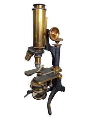 Lot 270 - LATE 19TH / EARLY 20TH CENTURY ERNST LEITZ WETZLAR BRASS MICROSCOPE