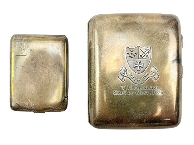 Lot 64 - GEORGE V HALLMARKED SILVER CIGARETTE CASE & A MATCH VESTA CASE