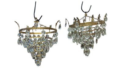 Lot 1004 - PAIR OF VICTORIAN EMPIRE STYLE DROP GLASS CHANDELIERS