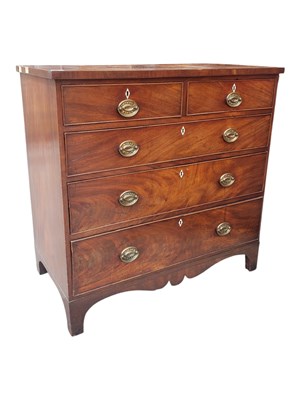 Lot 935 - GEORGE III 19TH CENTURY MAHOGANY CHEST OF DRAWERS
