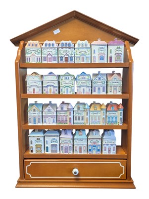 Lot 67 - 1990S BROOKS & BENTLEY FULL SET OF HOUSE SPICE & HERB JARS W/ SHELF UNIT