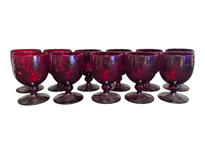 Lot 139 - COLLECTION OF 20TH CENTURY VINTAGE STUDIO RED GLASS WINE GLASSES