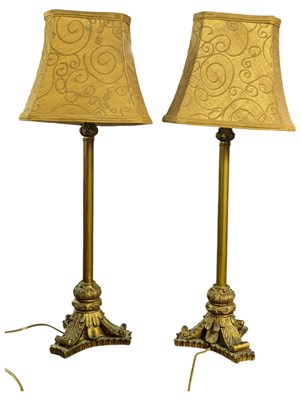 Lot 998 - PAIR OF 19TH CENTURY VICTORIAN REVIVAL PAINTED RESIN TABLE LAMPS