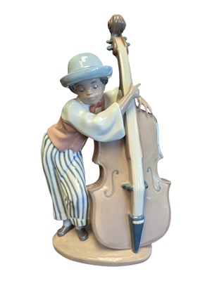 Lot 63 - VINTAGE LLADRO PORCELAIN JAZZ BASS BAND PLAYER FIGURINE