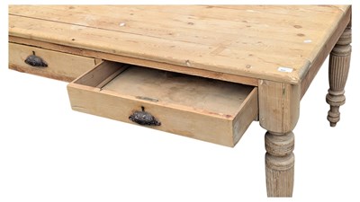 Lot 995 - 19TH CENTURY VICTORIAN COUNTRY PINE FARMHOUSE REFECTORY DINING TABLE