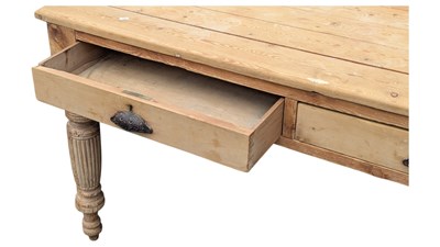 Lot 995 - 19TH CENTURY VICTORIAN COUNTRY PINE FARMHOUSE REFECTORY DINING TABLE
