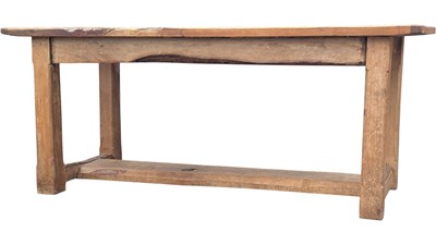 Lot 994 - LARGE VINTAGE 20TH CENTURY SOLID WOOD REFECTORY / WORKSHOP DINING TABLE