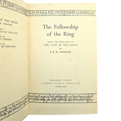 Lot 20 - TOLKIEN, J.R.R. - 1960 THE LORD OF THE RINGS TRILOGY - READER'S UNION EDITION WITH JACKETS