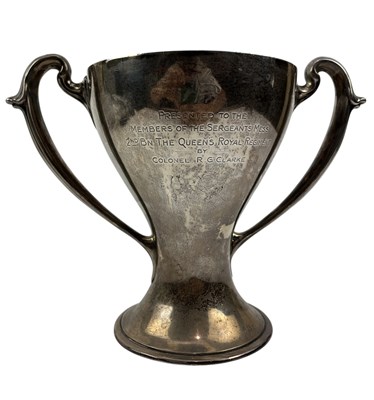Lot 11 - EARLY 20TH CENTURY EDWARD VII HALLMARKED SILVER TWIN HANDLED TROPHY