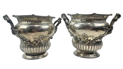 Lot 8 - PAIR OF GEORGIAN HEAVY SILVER WINE COOLERS SIR WILLIAM INGLIS KCB