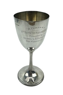 Lot 9 - 20TH CENTURY GEORGE V HALLMARKED SILVER GOBLET / MILITARY INTERESTS