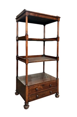 Lot 445 - 19TH CENTURY WILLIAM IV ROSEWOOD FOUR TIER WHATNOT ETAGERE