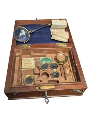 Lot 285 - COLLECTION OF LATE 19TH / EARLY 20TH CENTURY BRASS MAGNIFYING LENSES & SPECIMEN SLIDES