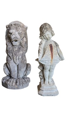 Lot 1006 - TWO VINTAGE 20TH CENTURY RECONSTITUTED STONE GARDEN STATUES