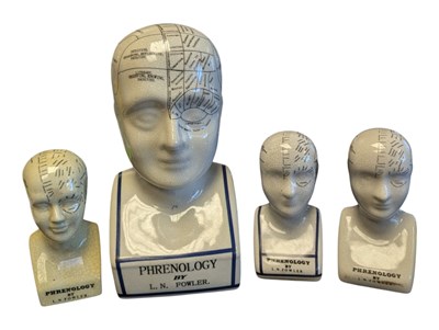 Lot 66 - FOUR 20TH CENTURY CERAMIC PHRENOLOGY HEADS BY L. N. FOWLER