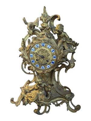 Lot 304 - 19TH CENTURY ITALIAN ROCOCO ORMOLU MANTLE CLOCK