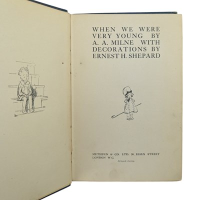Lot 76 - MILNE, A.A. - THREE EARLY EDITIONS TO INCLUDE WHEN WE WERE VERY YOUNG AND THE HOUSE AT POOH CORNER