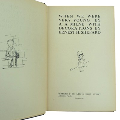 Lot 76 - MILNE, A.A. - THREE EARLY EDITIONS TO INCLUDE WHEN WE WERE VERY YOUNG AND THE HOUSE AT POOH CORNER