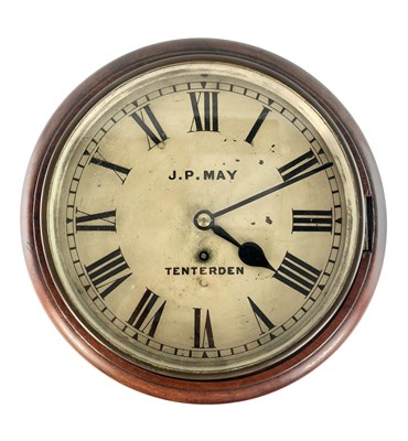 Lot 622 - J P MAY OF TENTERDEN - 19TH CENTURY MAHOGANY CASED FUSEE STATION WALL CLOCK