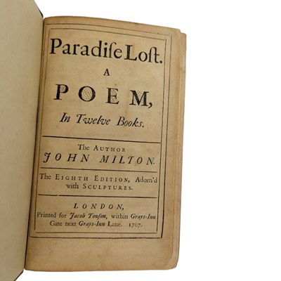 Lot 58 - MILTON, JOHN - 1707 PARADISE LOST, JACOB TONSON, EIGHTH EDITION
