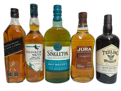 Lot 165 - FIVE SINGLE MALT & BLENDED SCOTCH & IRISH WHISKY BOTTLES, TO INCLUDE TALISKER