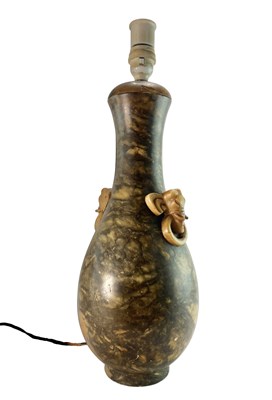 Lot 599 - CHINESE EARLY 20TH CENTURY CARVED SOAPSTONE BALUSTER TABLE LAMP